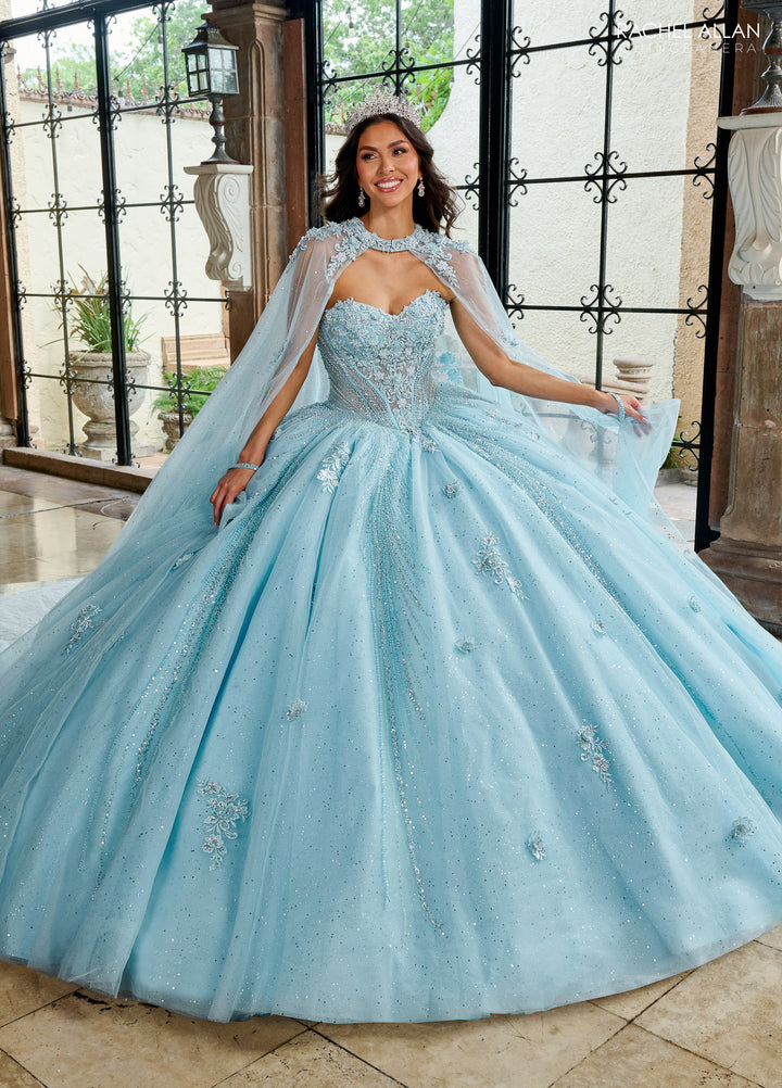 Strapless Cape Quinceanera Dress by Rachel Allan RQ1162