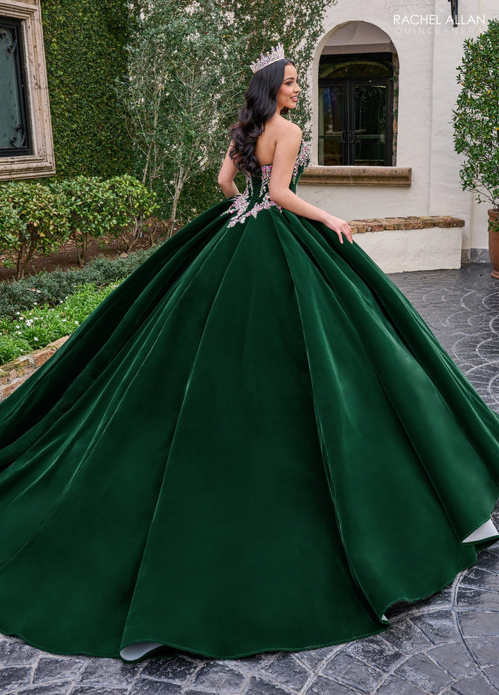 Velvet Strapless Quinceanera Dress by Rachel Allan RQ2198