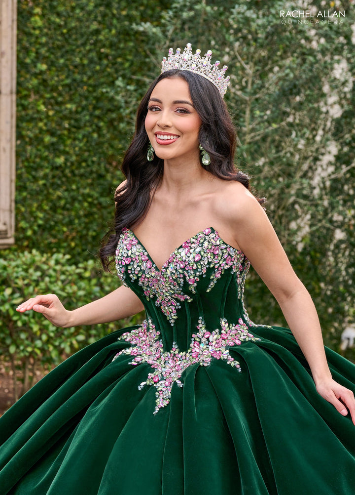 Velvet Strapless Quinceanera Dress by Rachel Allan RQ2198