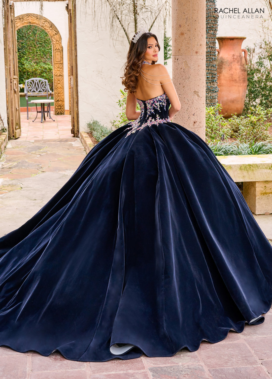 Velvet Strapless Quinceanera Dress by Rachel Allan RQ2198