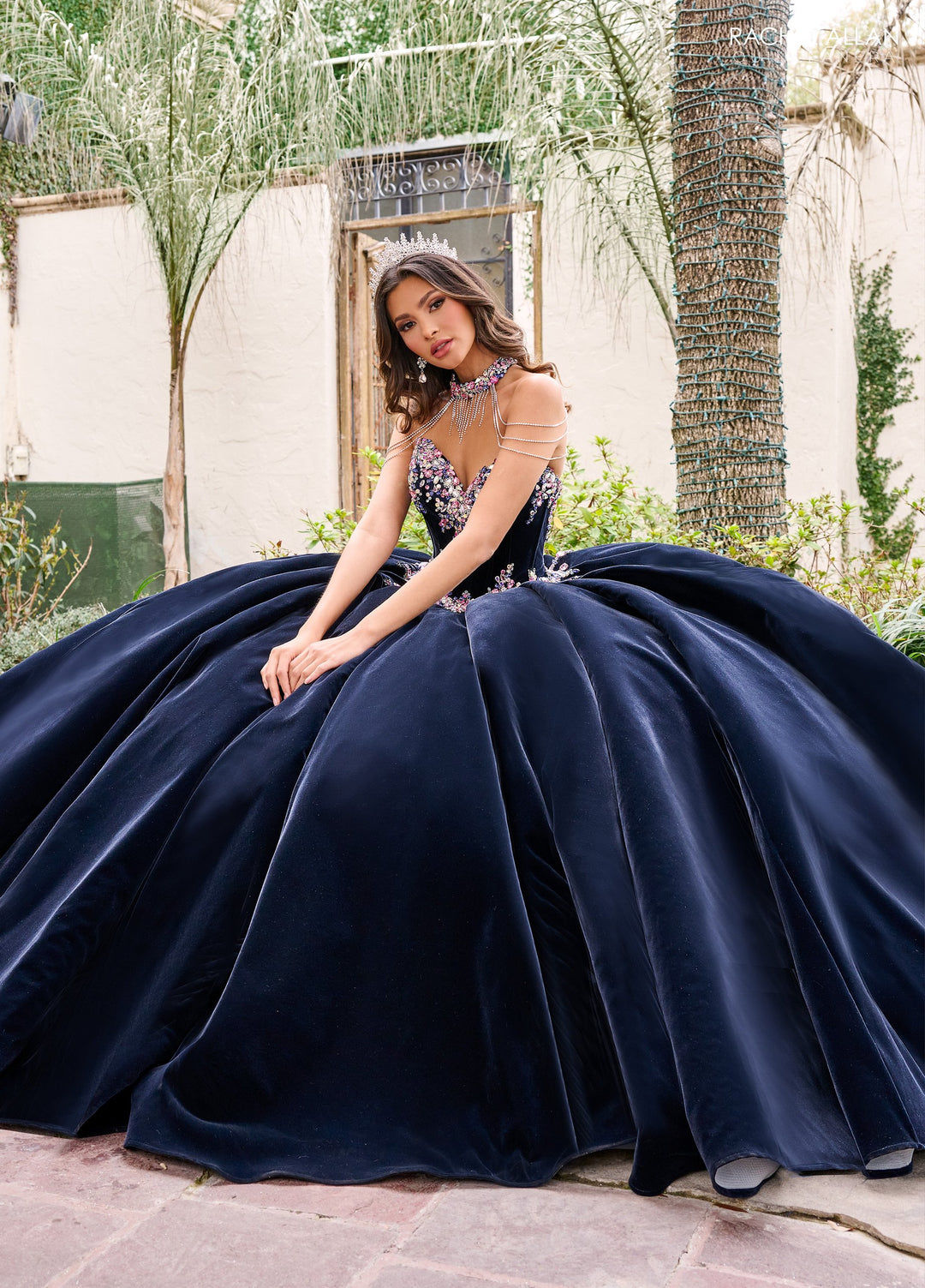 Velvet Strapless Quinceanera Dress by Rachel Allan RQ2198