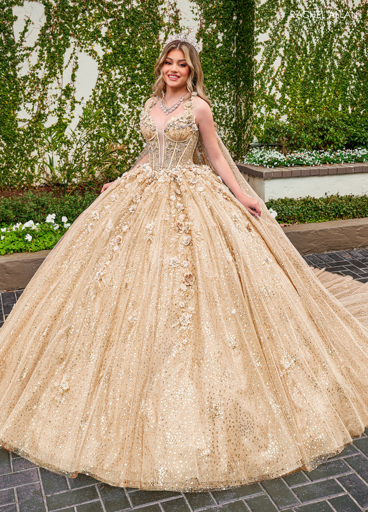 Strapless Cape Quinceanera Dress by Rachel Allan RQ3135