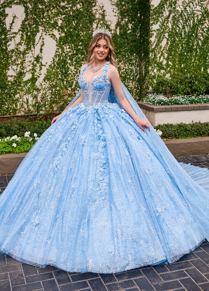 Strapless Cape Quinceanera Dress by Rachel Allan RQ3135