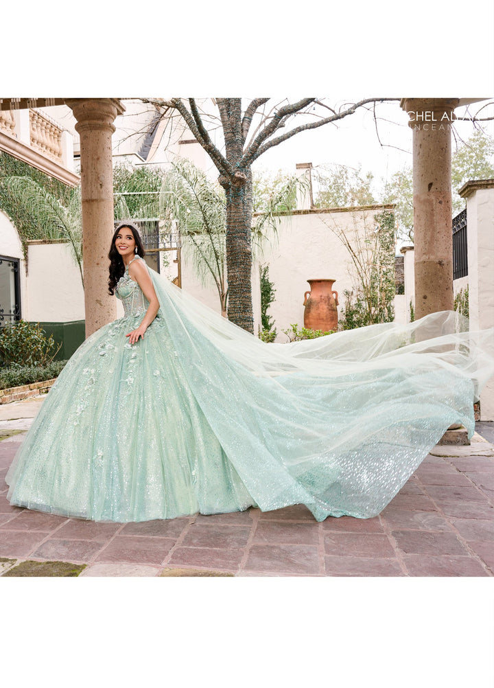 Strapless Cape Quinceanera Dress by Rachel Allan RQ3135