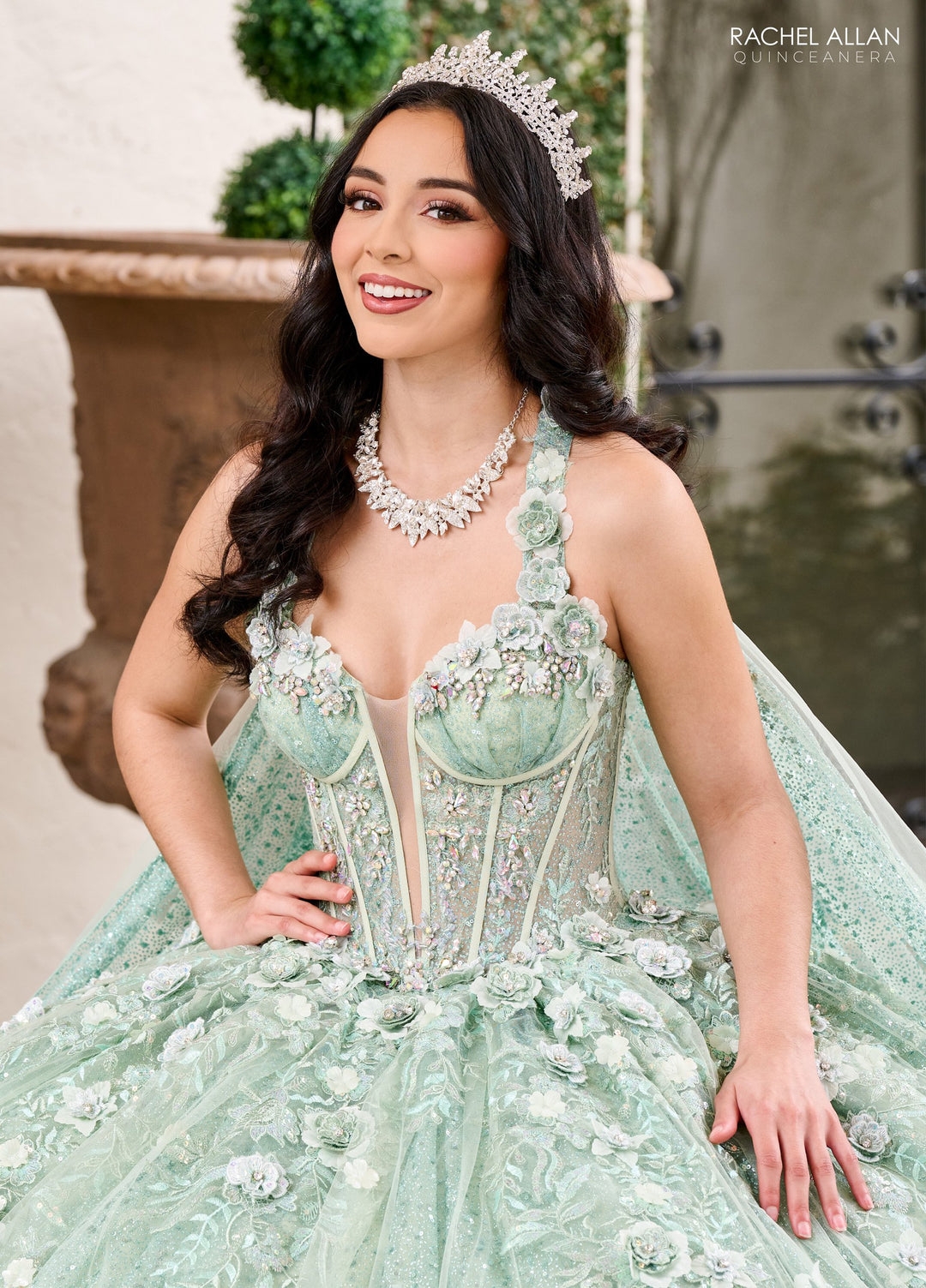 Strapless Cape Quinceanera Dress by Rachel Allan RQ3135