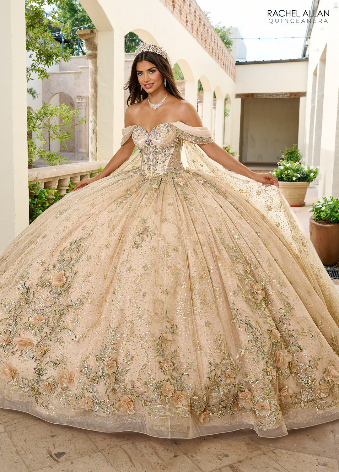 Cape Sleeve Quinceanera Dress by Rachel Allan RQ3146