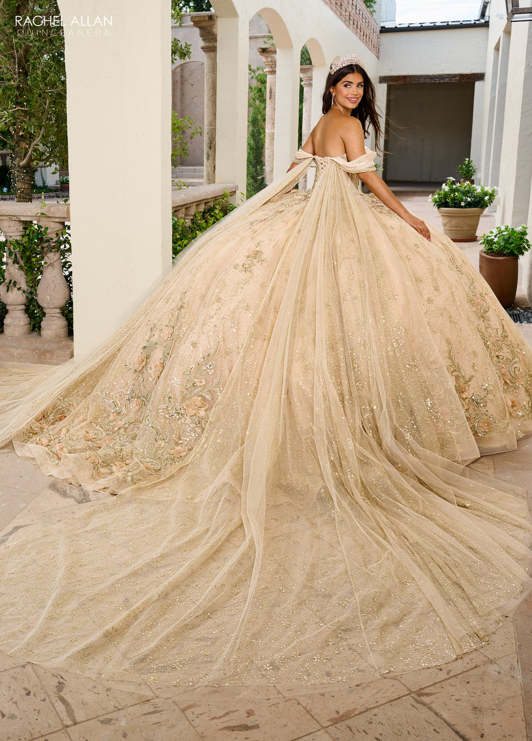 Cape Sleeve Quinceanera Dress by Rachel Allan RQ3146