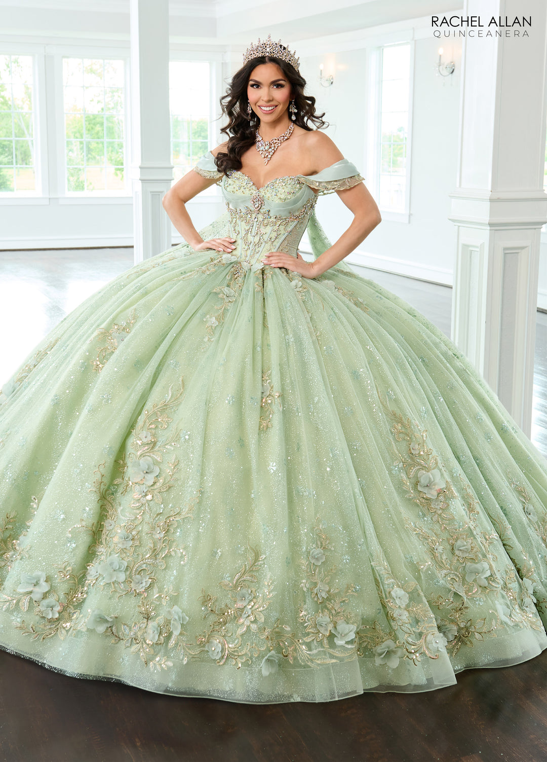 Cape Sleeve Quinceanera Dress by Rachel Allan RQ3146