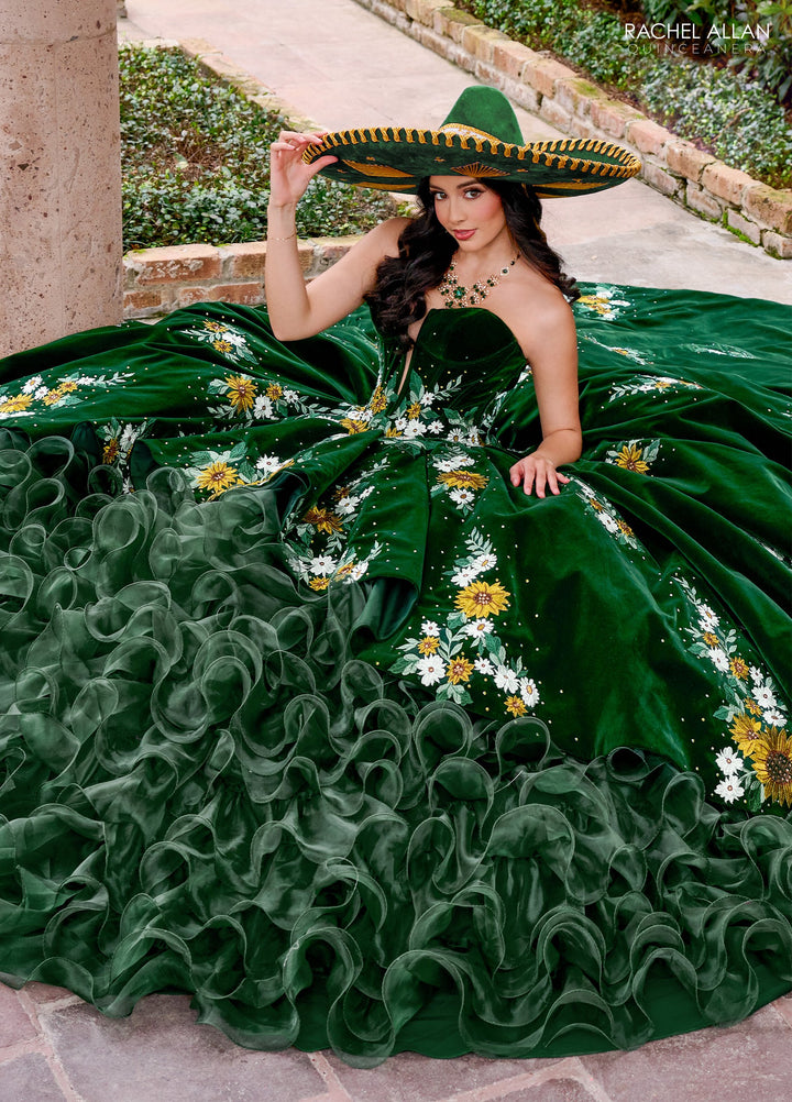 Floral Velvet Quinceanera Dress by Rachel Allan RQ5005