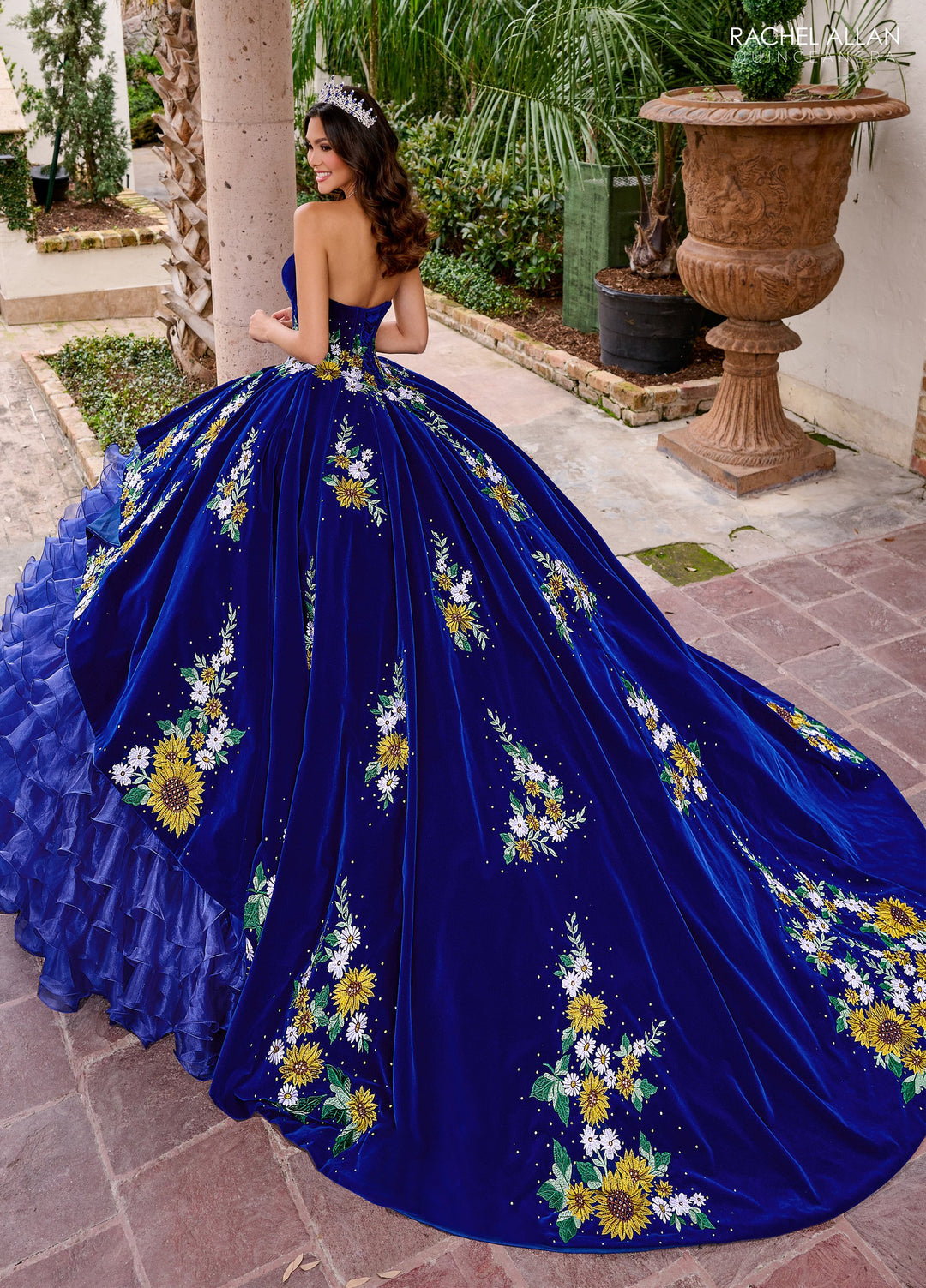 Floral Velvet Quinceanera Dress by Rachel Allan RQ5005