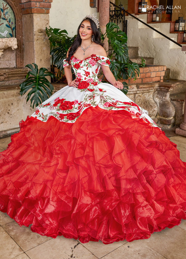 Floral Ruffled Quinceanera Dress by Rachel Allan RQ5007