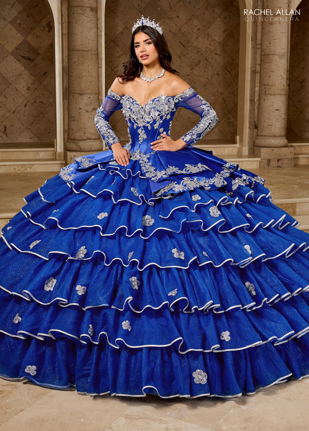 Ruffled Charro Quinceanera Dress by Rachel Allan RQ5012