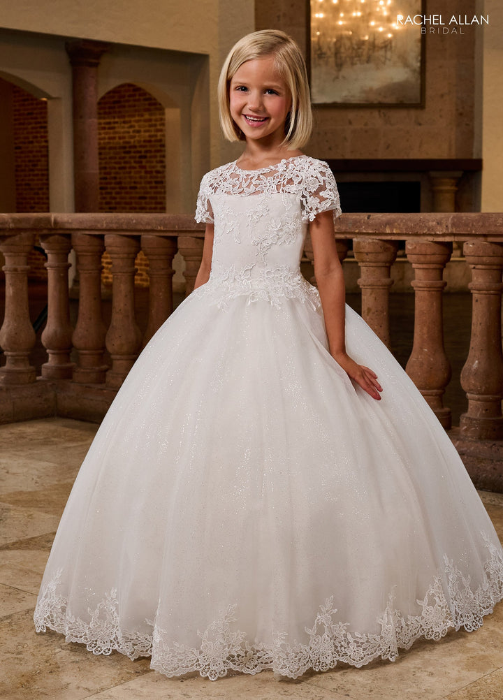 Girls Applique Short Sleeve Gown by Rachel Allan RB9174