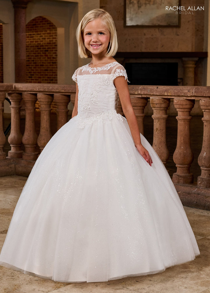 Girls Applique Short Sleeve Gown by Rachel Allan RB9171