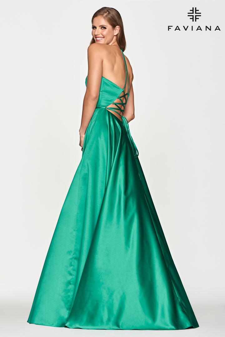 Satin Sleeveless A-line Gown by Faviana S10252