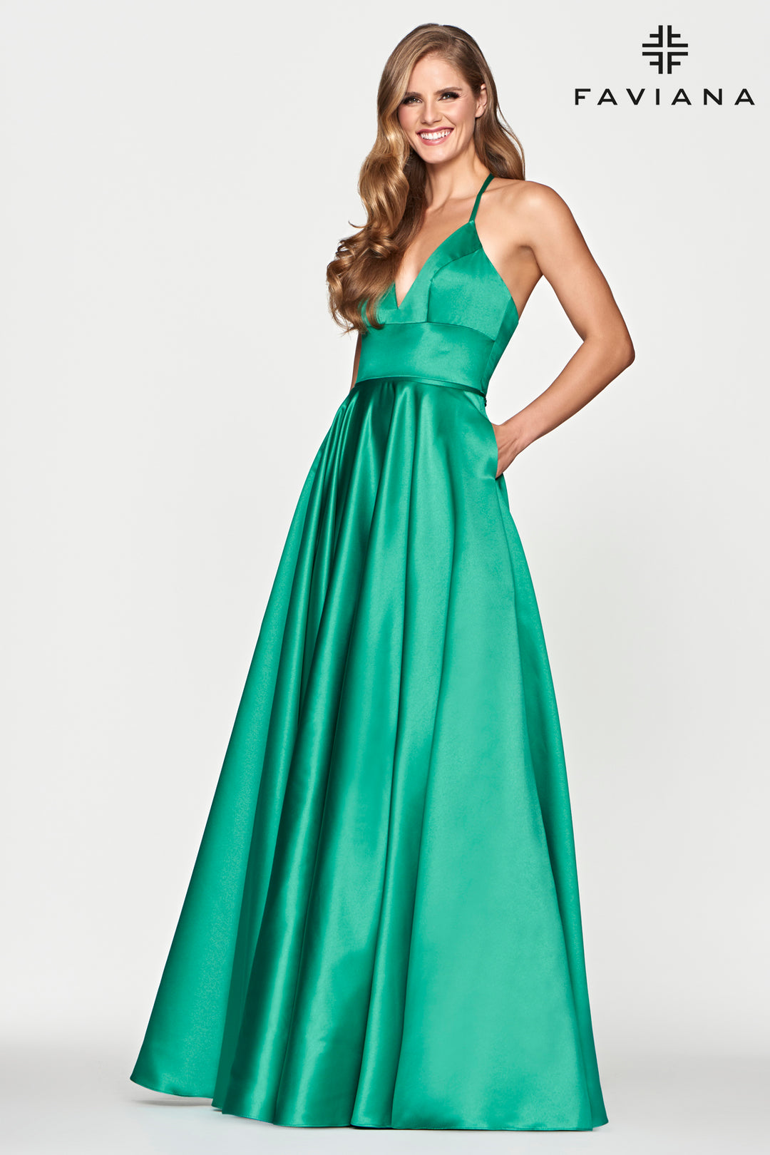 Satin Sleeveless A-line Gown by Faviana S10252