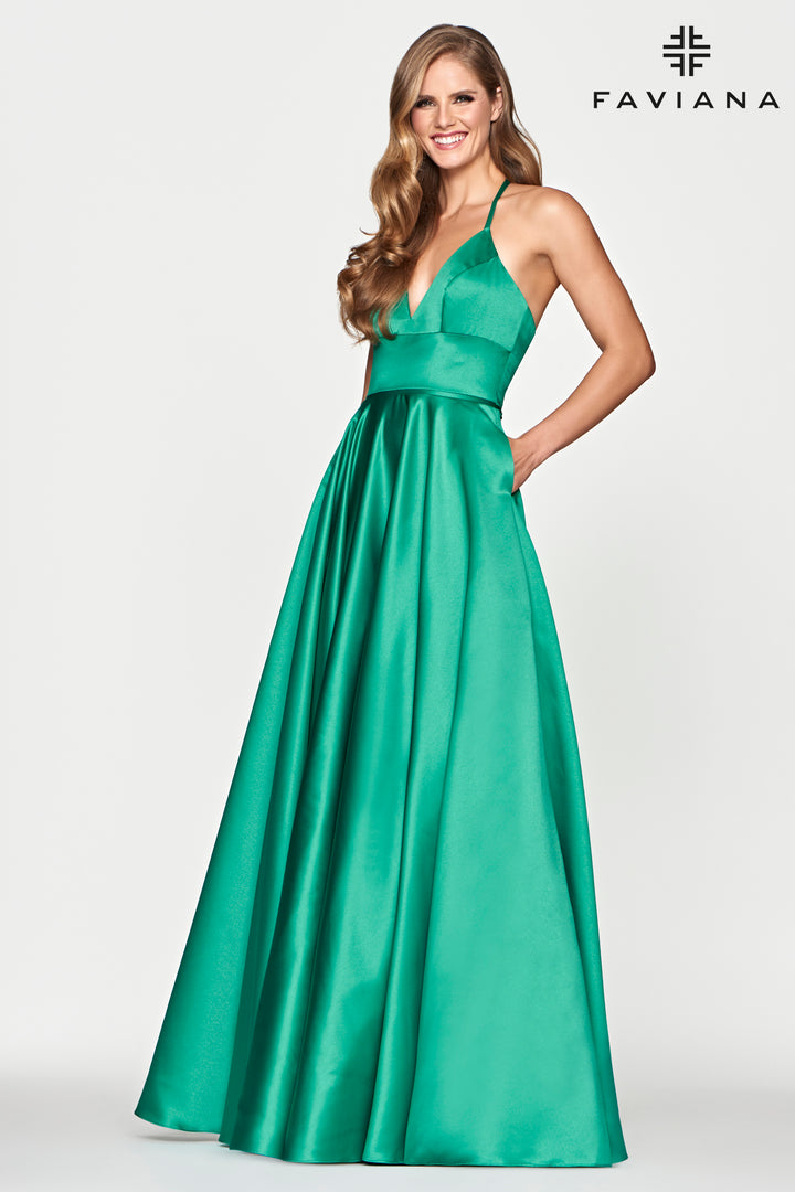 Satin Sleeveless A-line Gown by Faviana S10252