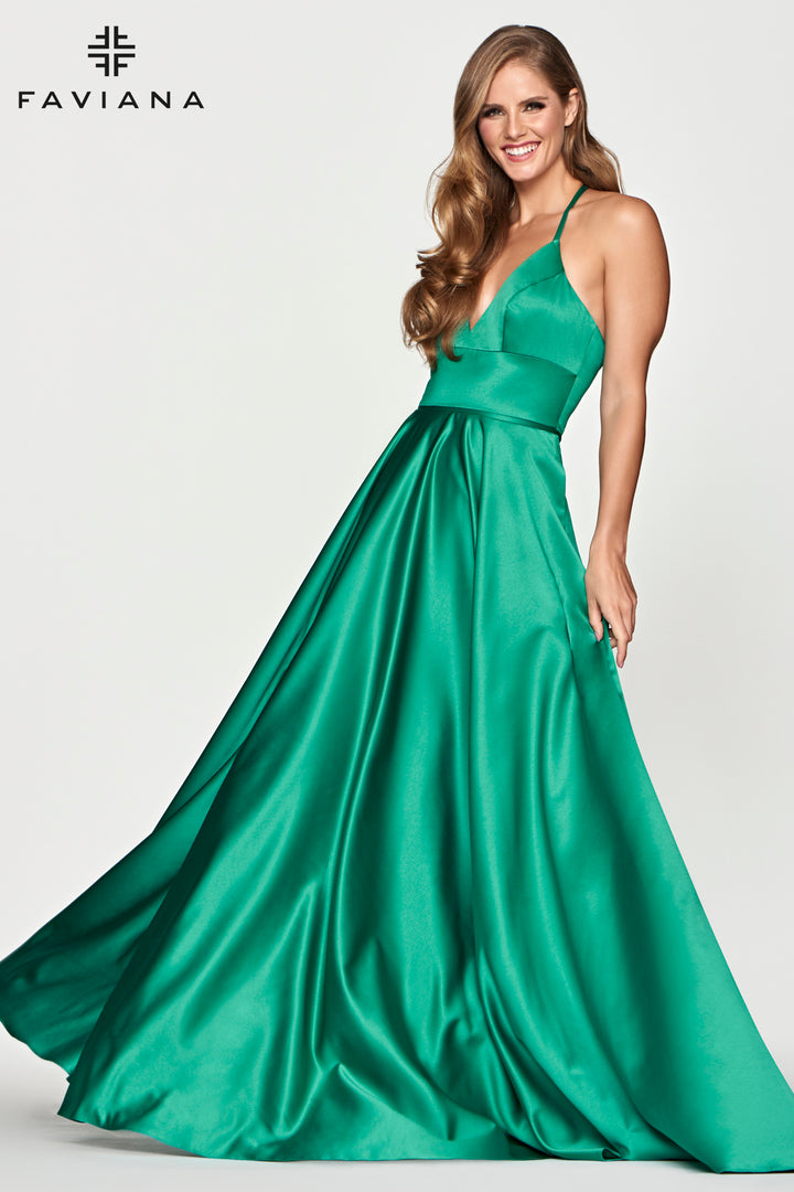 Satin Sleeveless A-line Gown by Faviana S10252