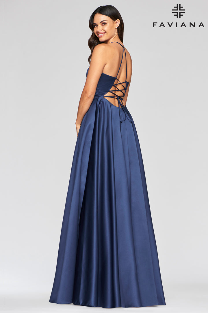 Satin Sleeveless A-line Gown by Faviana S10252