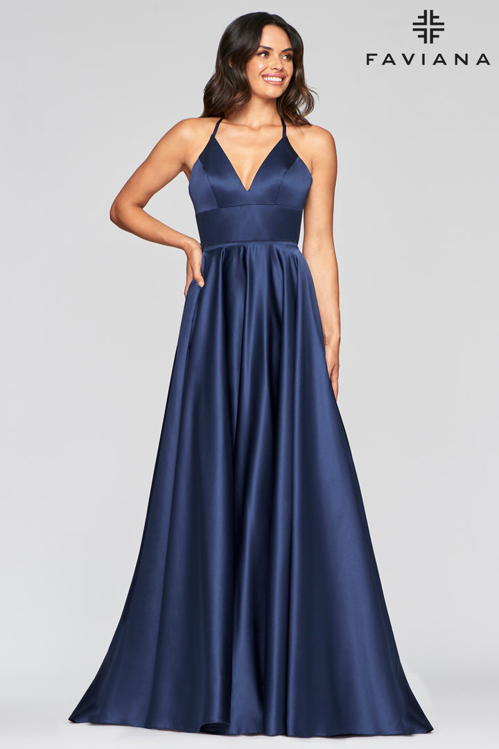 Satin Sleeveless A-line Gown by Faviana S10252