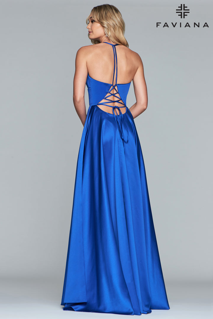 Satin Sleeveless A-line Gown by Faviana S10252