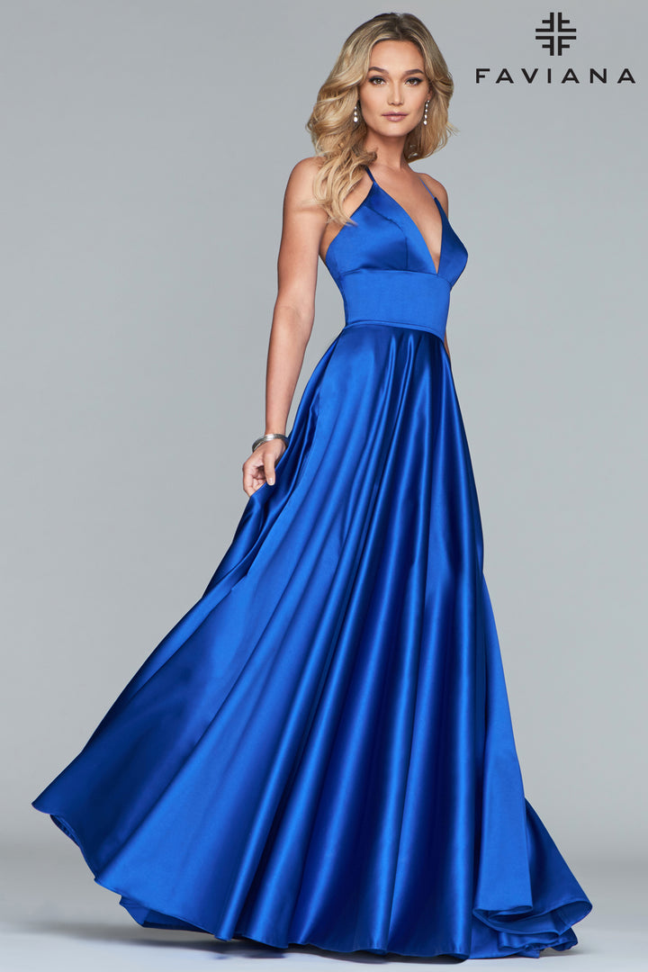 Satin Sleeveless A-line Gown by Faviana S10252