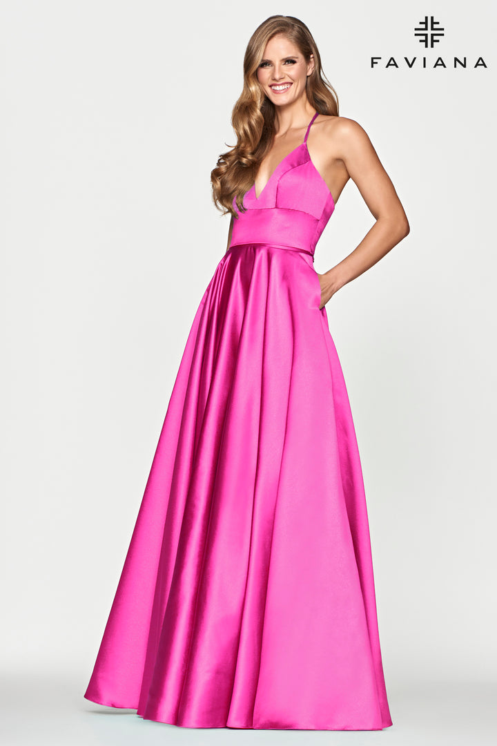 Satin Sleeveless A-line Gown by Faviana S10252