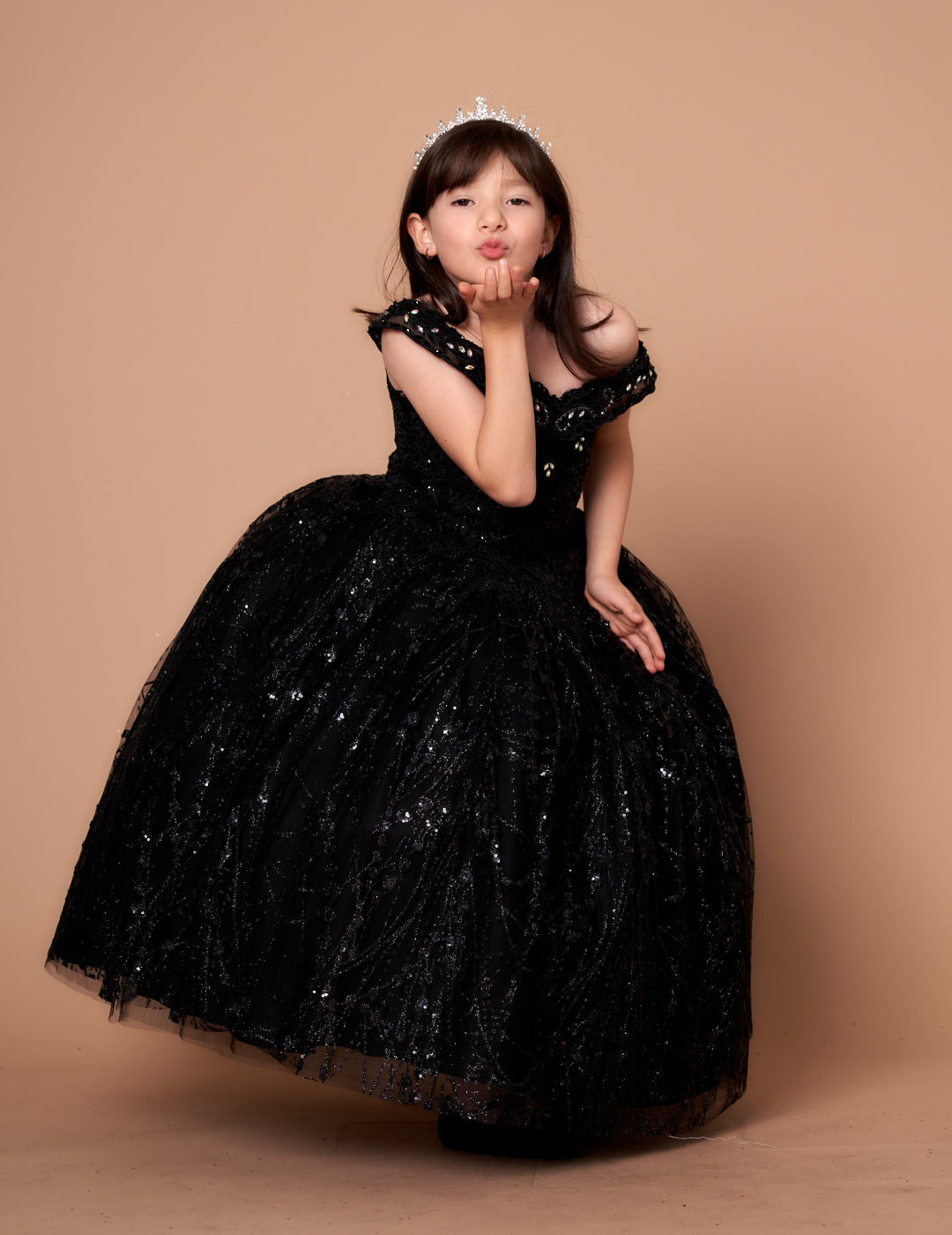 Girls Off Shoulder Cape Gown by Calla SCK303