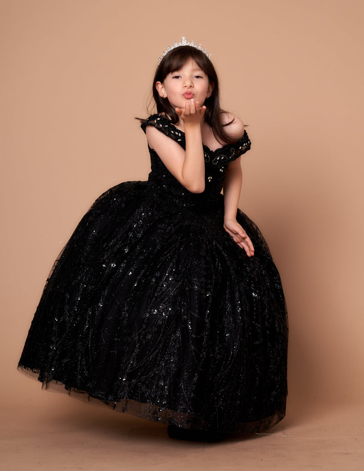 Girls Off Shoulder Cape Gown by Calla SCK303