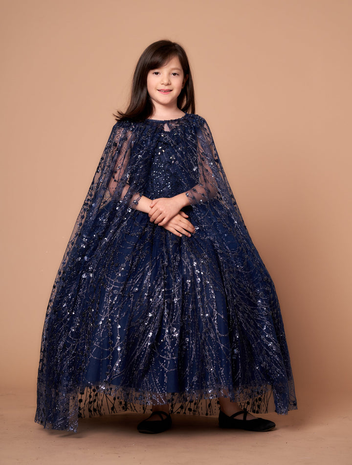 Girls Off Shoulder Cape Gown by Calla SCK303