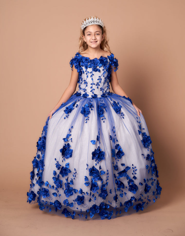 Girls 3D Floral Off Shoulder Gown by Calla SCK305