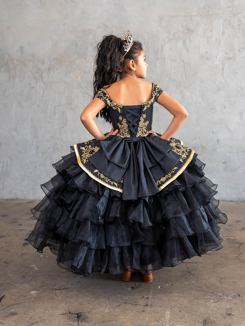 Girls Ruffled Charro Off Shoulder Gown by Calla SCK313