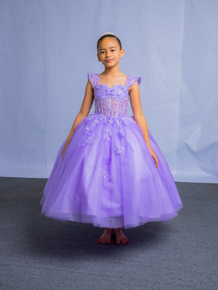 Girls 3D Butterfly Off Shoulder Gown by Calla SCK315