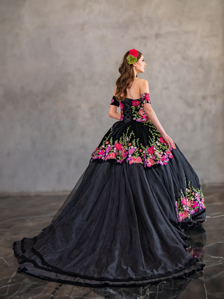 Floral Charro Off Shoulder Ball Gown by Calla SCL30016