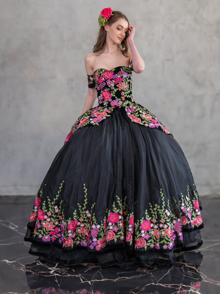 Floral Charro Off Shoulder Ball Gown by Calla SCL30016