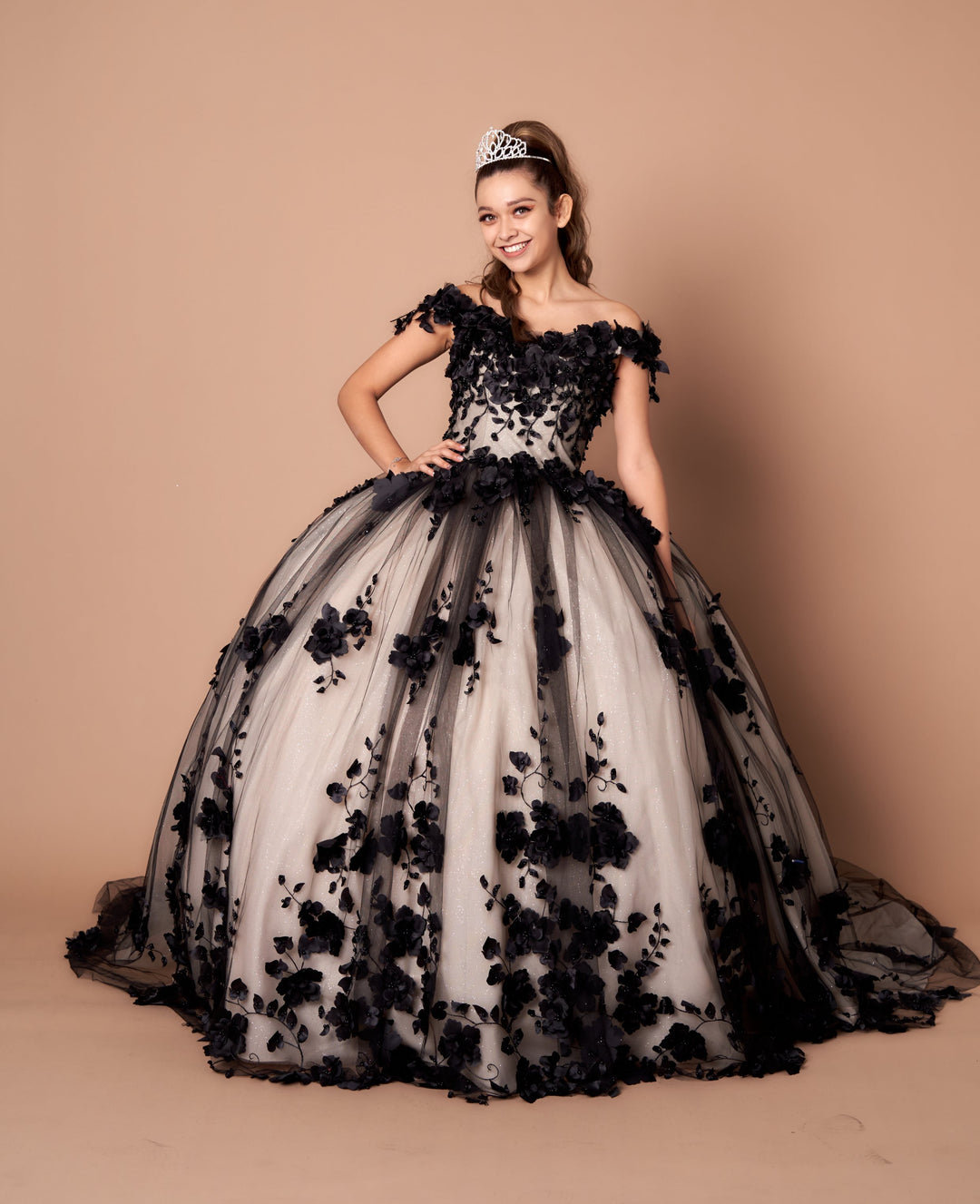 3D Floral Off Shoulder Ball Gown by Calla SCL30005