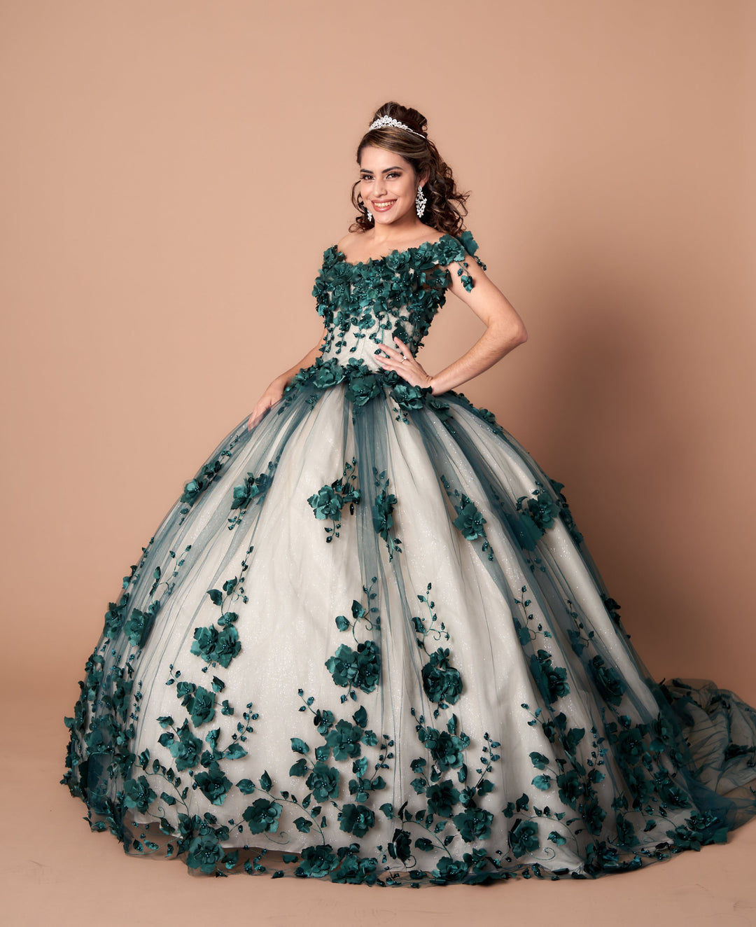 3D Floral Off Shoulder Ball Gown by Calla SCL30005