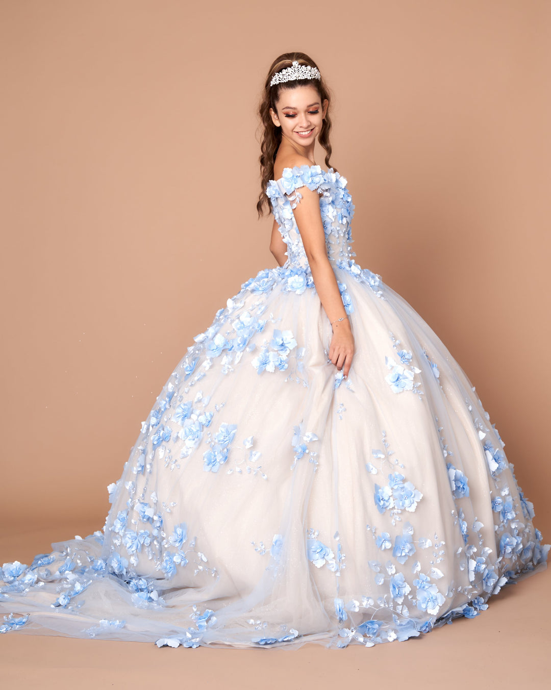 3D Floral Off Shoulder Ball Gown by Calla SCL30005