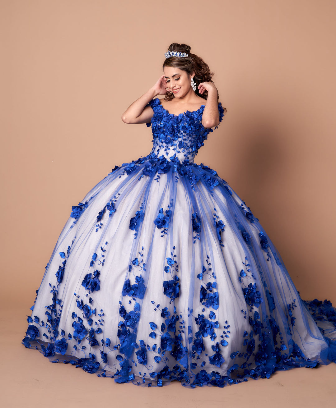 3D Floral Off Shoulder Ball Gown by Calla SCL30005