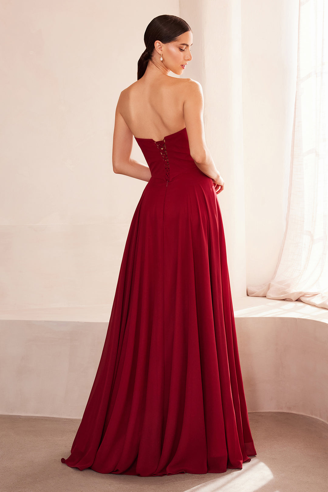 Chiffon Strapless A-line Gown by Ladivine T703