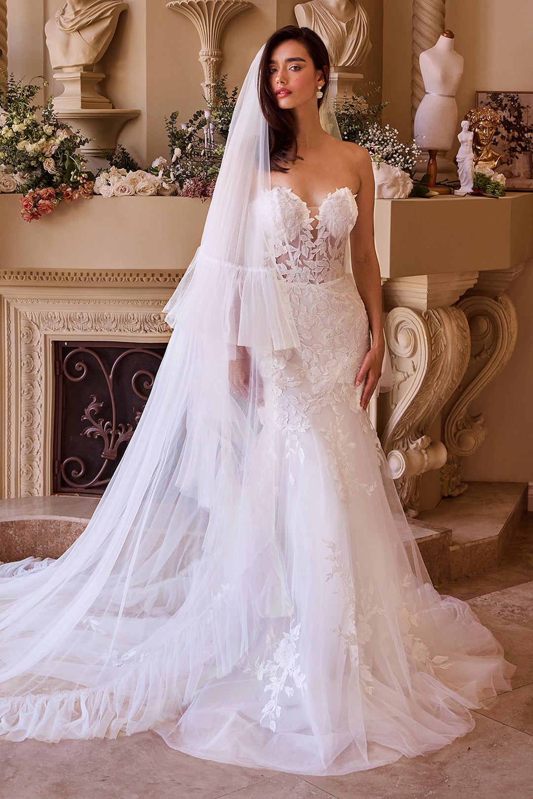 Couture Ruffle Edge 2-Tier Veil by Ladivine V011