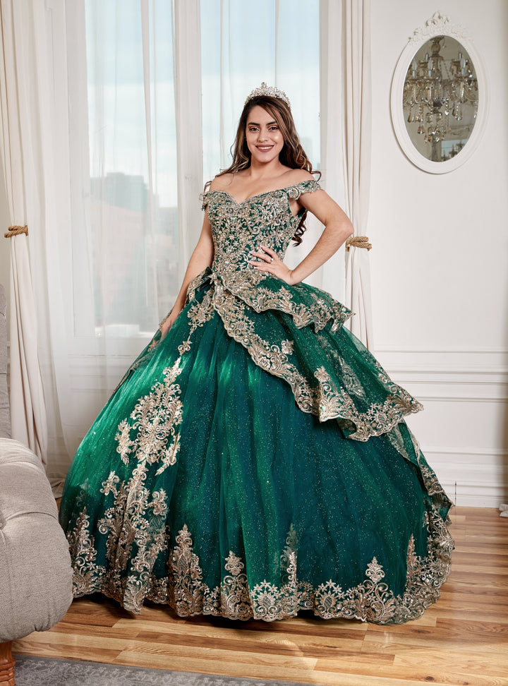 Applique Off Shoulder Layered Ball Gown by Calla WB20525