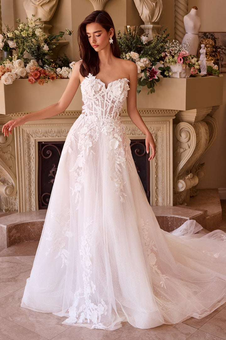 Strapless Puff Sleeve Bridal Gown by Ladivine WL018