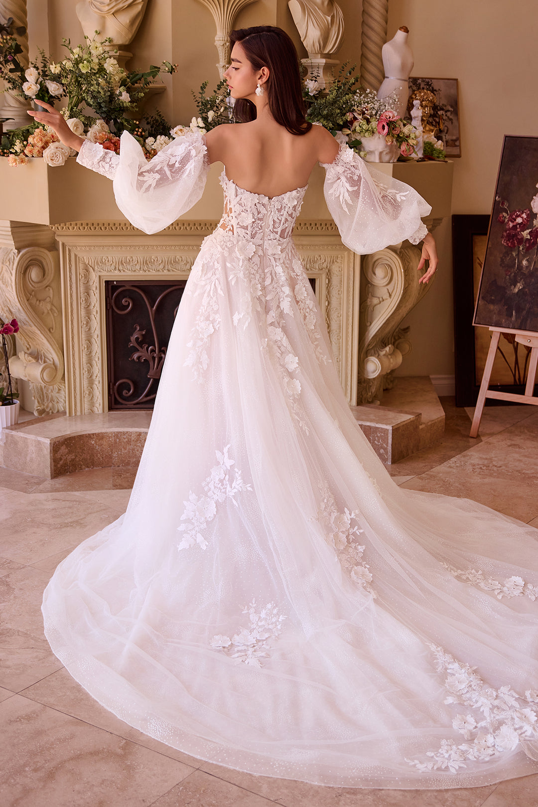 Strapless Puff Sleeve Bridal Gown by Ladivine WL018