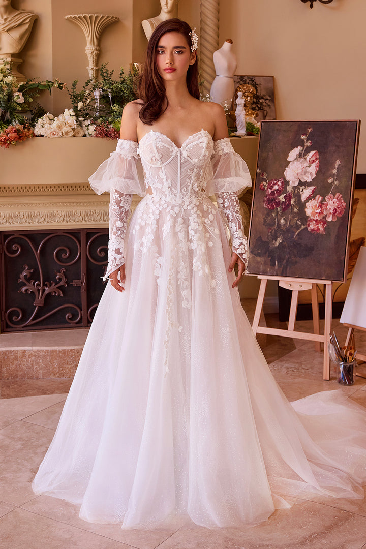 Strapless Long Sleeve Bridal Gown by Ladivine WL032