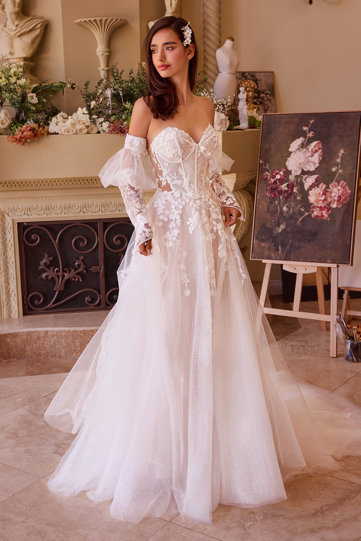 Strapless Long Sleeve Bridal Gown by Ladivine WL032