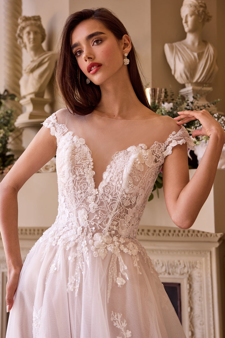 Applique Off Shoulder Bridal Gown by Ladivine WL038