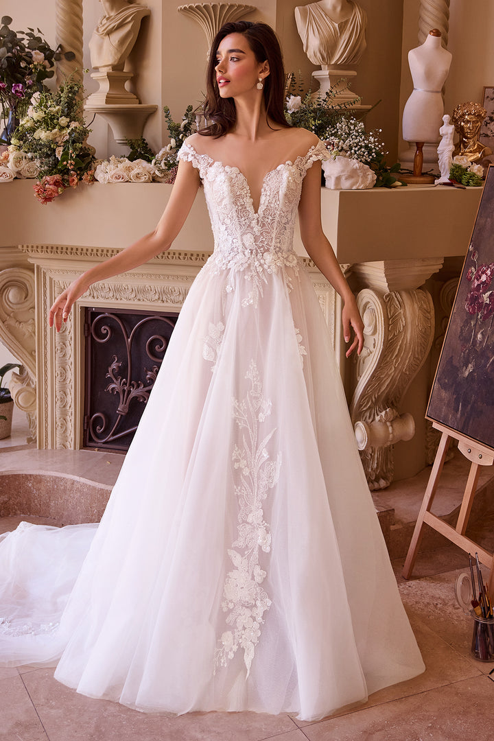 Applique Off Shoulder Bridal Gown by Ladivine WL038