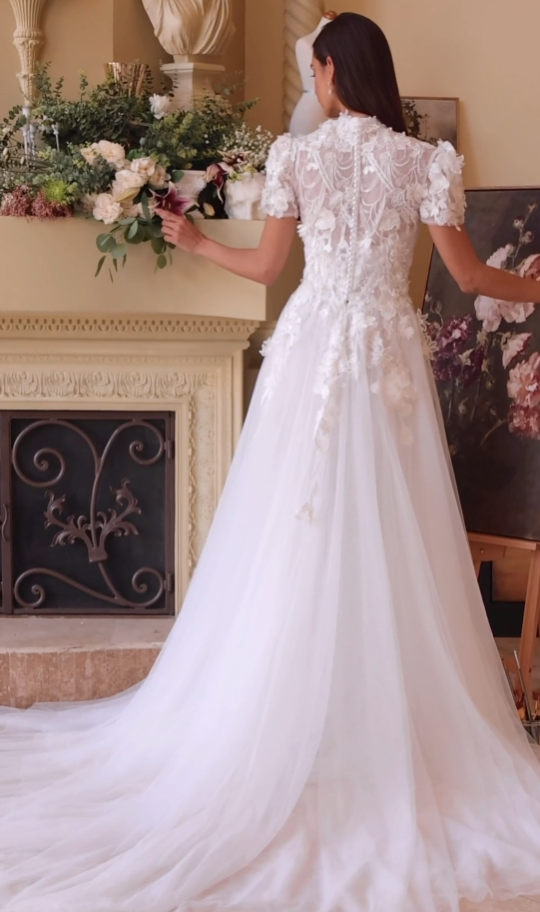 Short Sleeve Strapless Bridal Gown by Ladivine WL040