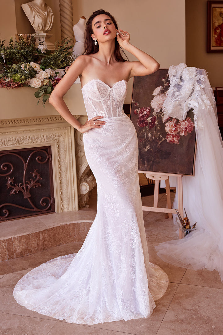 Short Sleeve Strapless Bridal Gown by Ladivine WL040